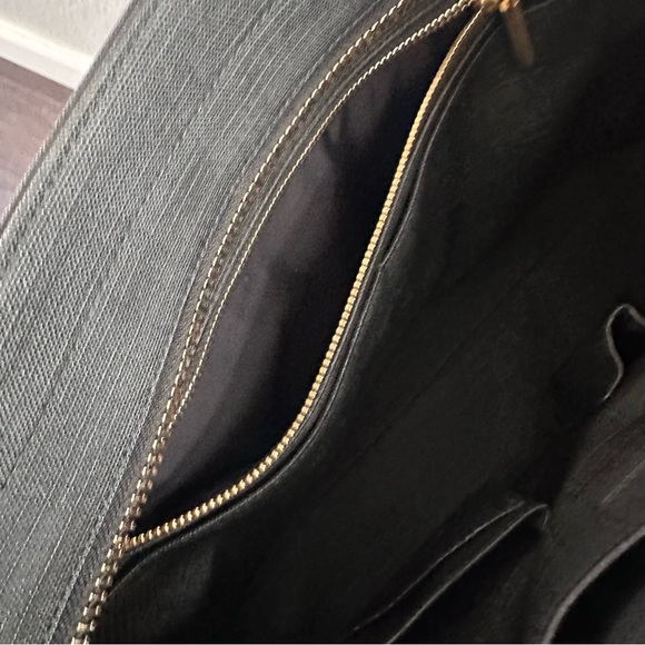 Dagne Dover Black Structured Work Tote Gold Hardware Laptop Bag - Picture 12 of 16